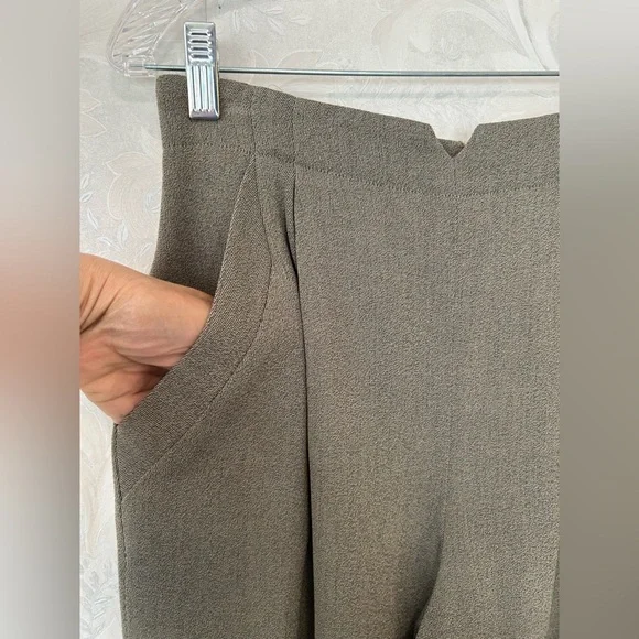 VTG Dana Buchman Brown Wool Pleated High Waist Pants Trousers Tapered Sz 8 - Picture 6 of 8